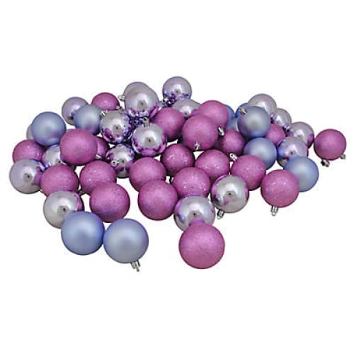 Northlight Shatterproof 4-Finish 2.5 Christmas Ball Ornaments 60 ct. - Pink and Purple - Home/Seasonal/Holiday/Holiday Decor/Christmas Tree