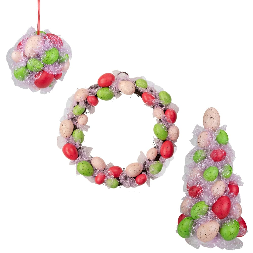 Northlight Speckled Easter Egg Tree Ball and Wreath Set 3 pc. - Home/Seasonal/Easter/Easter Decor/ - Northlight