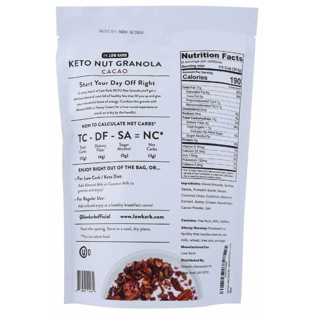 NUTRAIL Nutrail Granola Cacao Keto, 11 Oz