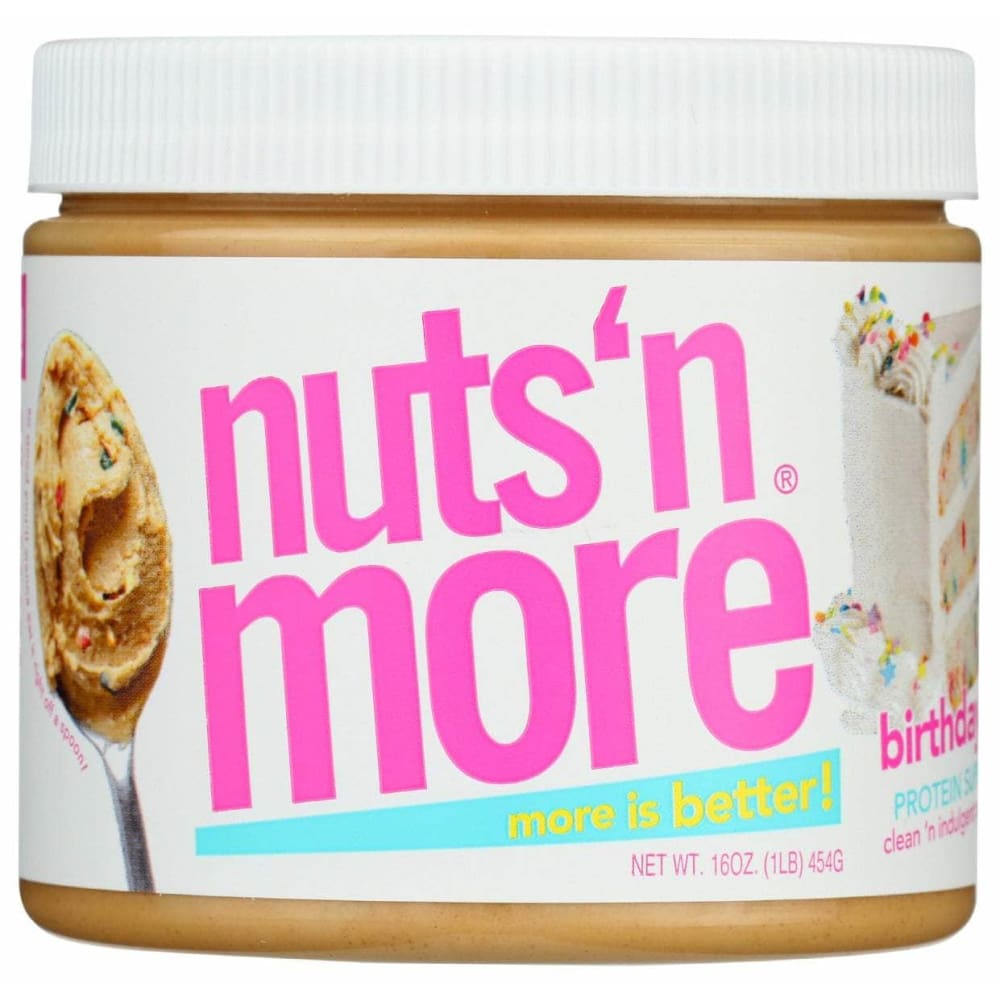 NUTS N MORE Grocery > Dairy, Dairy Substitutes and Eggs > Butters > Peanut Butter NUTS N MORE: Birthday Cake High Protein Peanut Butter Spread, 16.3 oz