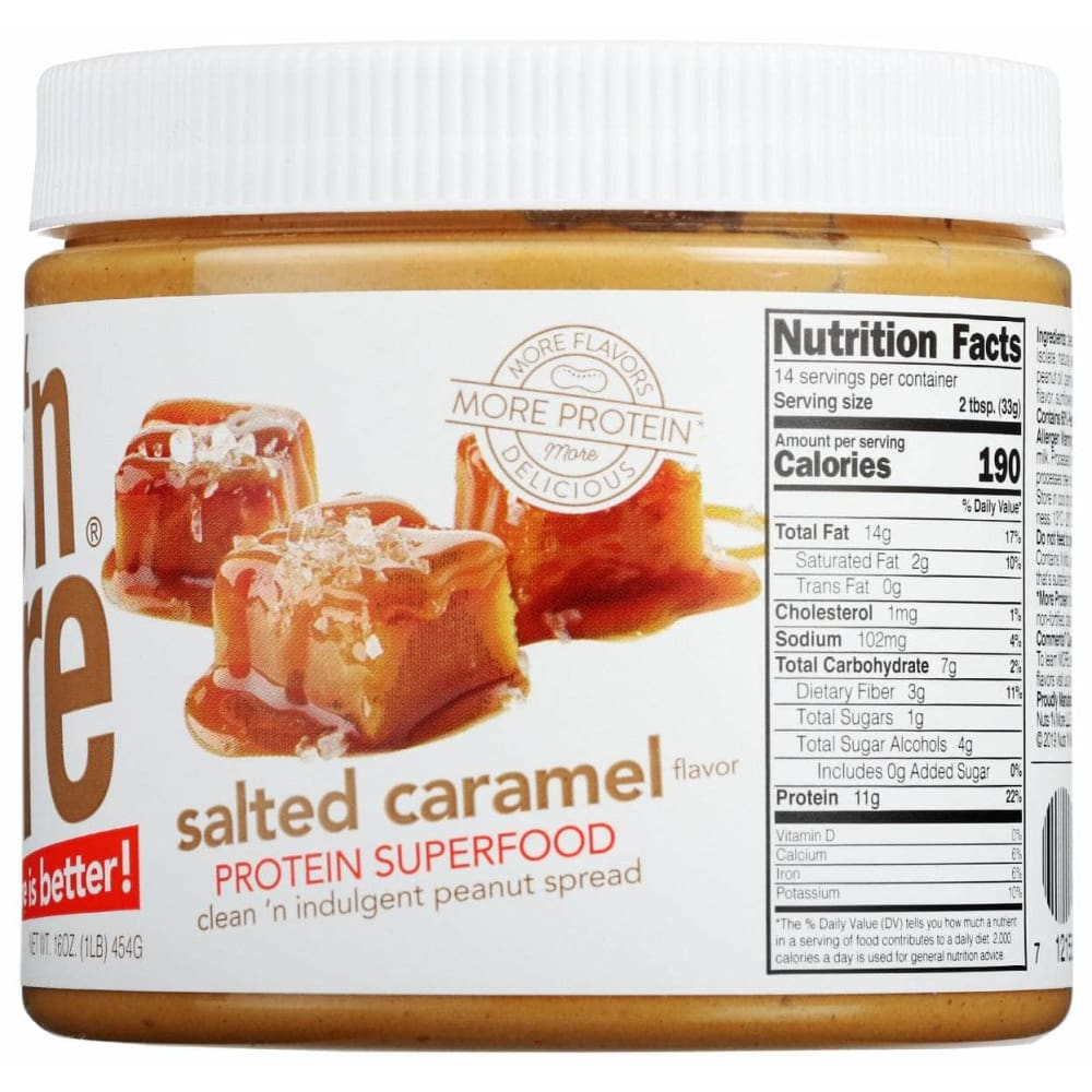 NUTS N MORE Grocery > Dairy, Dairy Substitutes and Eggs > Butters > Peanut Butter NUTS N MORE: Salted Caramel High Protein Peanut Butter Spread, 16.3 oz