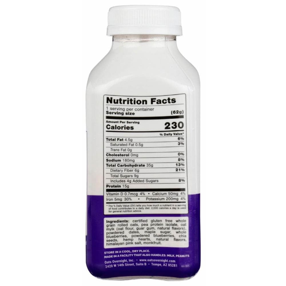 OATS OVERNIGHT Oats Overnight Shake Oats Blueberry Mufn, 2.2 Oz