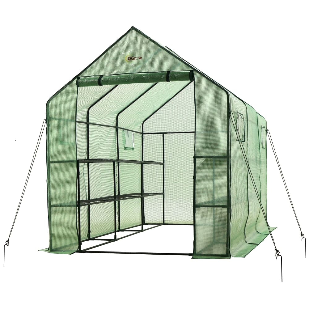 Ogrow Ogrow Walk-in 2-Tier 12-Shelf Portable Garden Greenhouse with Windows - Home/Lawn & Garden/Greenhouses/ - Ogrow