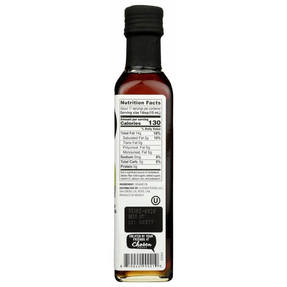 OI Grocery > Cooking & Baking > Cooking Oils & Sprays OI: Toasted Sesame Oil, 8.4 oz