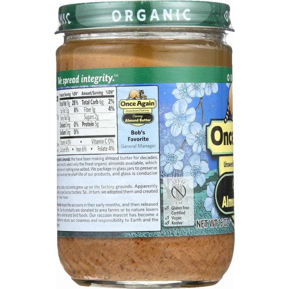 Once Again Once Again Nut Butter Almond Smooth Organic, 16 oz