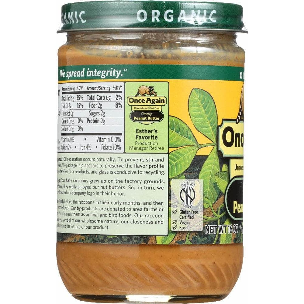 Once Again Once Again Organic Peanut Butter Creamy No Salt, 16 oz