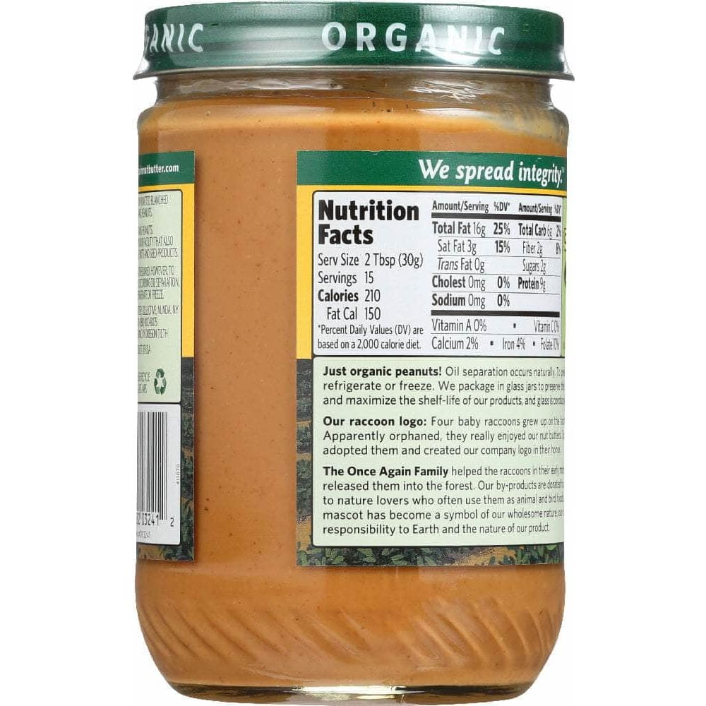 Once Again Once Again Organic Peanut Butter Creamy No Salt, 16 oz