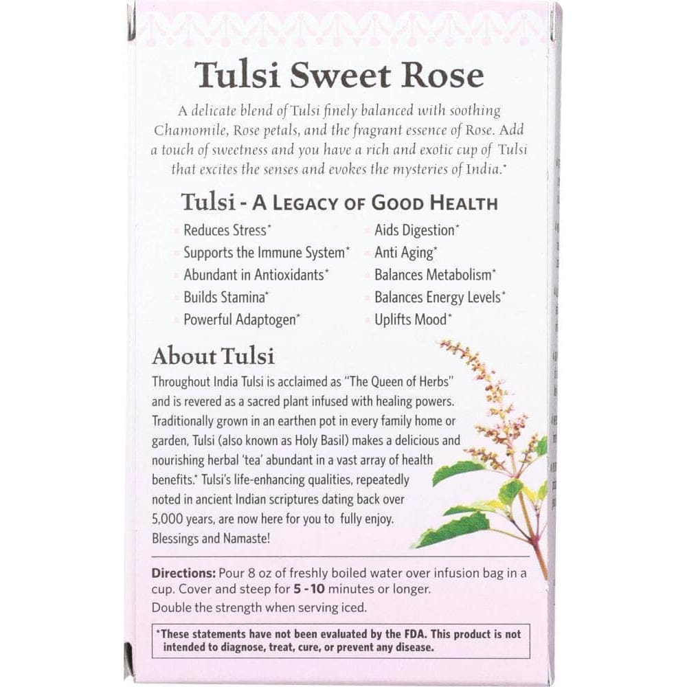 Organic India Organic India Tea Tulsi Sweet Rose, 18 bg