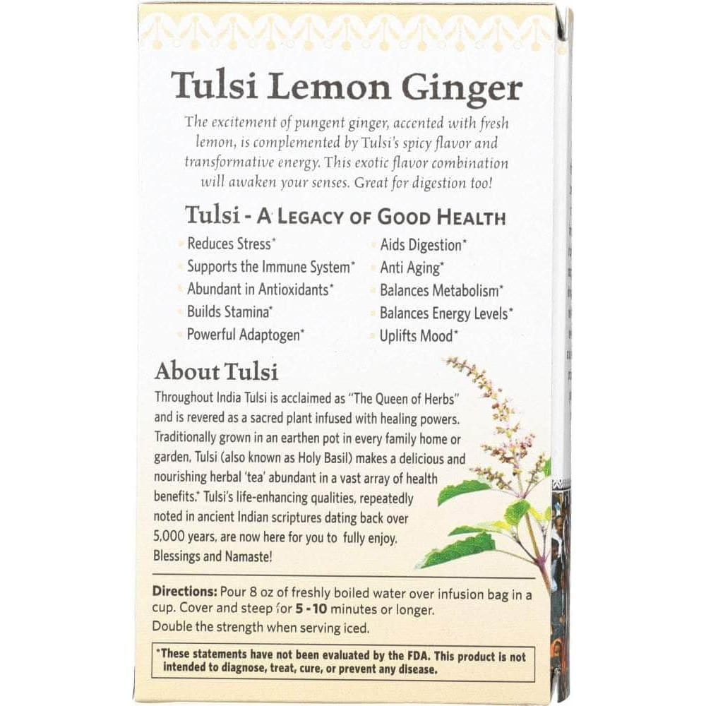 Organic India Organic India Tulsi Lemon Ginger Tea, 18 Tea Bags, 1.27 oz