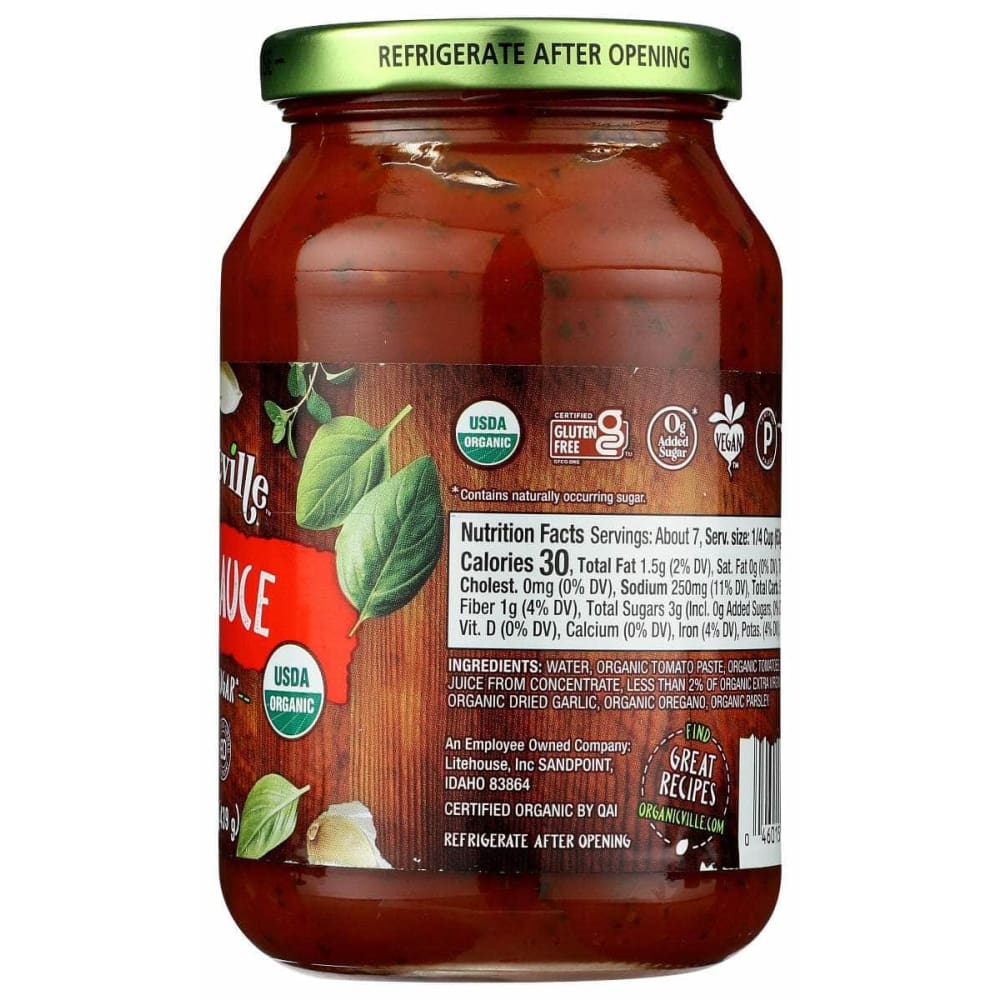 ORGANICVILLE Grocery > Pantry > Pasta and Sauces ORGANICVILLE: Sauce Pizza, 15.5 oz