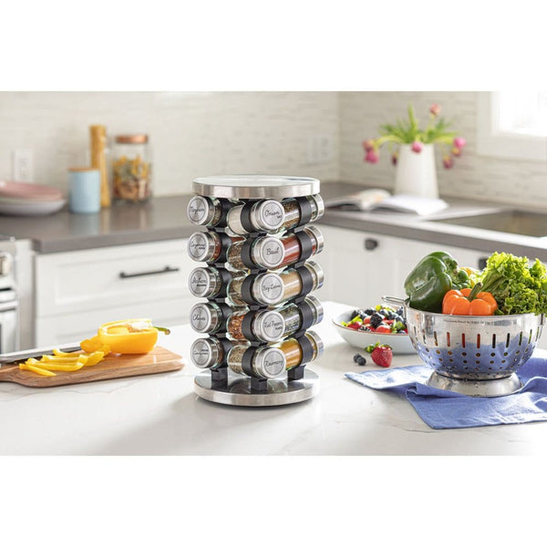 Orii Jar Spice Rack Stainless Steel Filled with Spices - 20 ct