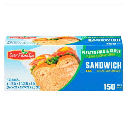 Our Family Fold & Close Sandwich Bags 150ct (Case of 24) - Misc/Our Family - Our Family