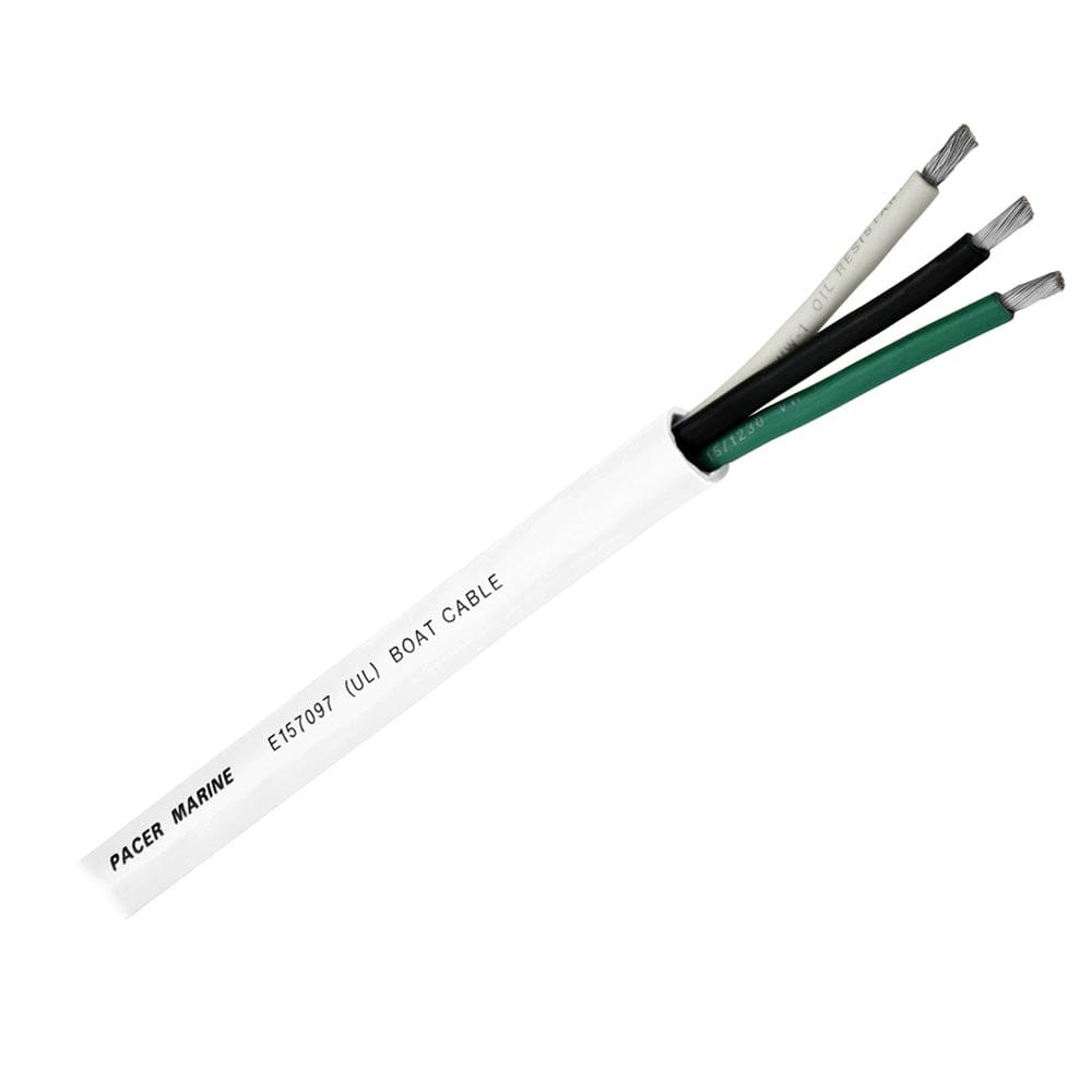 Pacer Round 3 Conductor Cable - 100’ - 10/ 3 AWG - Black Green & White - Electrical | Wire - Pacer Group