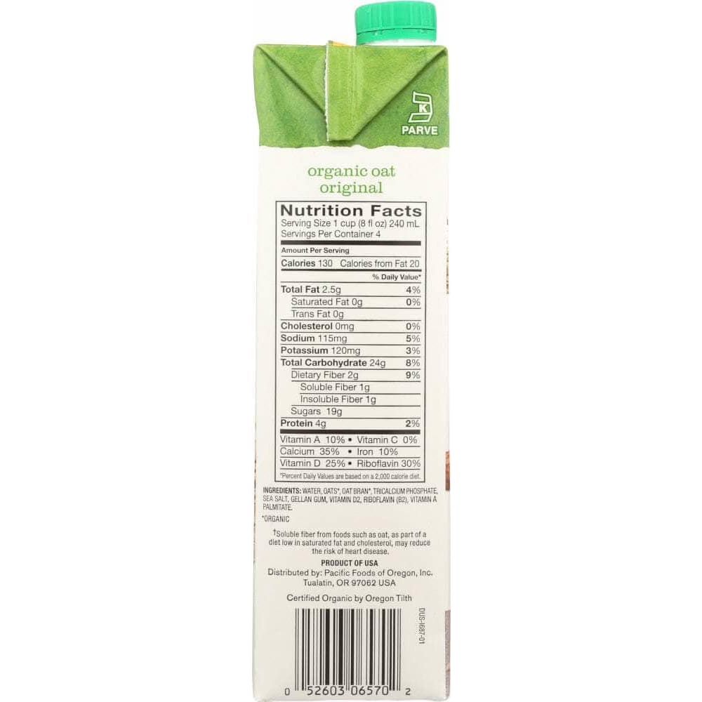 Pacific Foods Pacific Foods Organic Oat Dairy Free Original Beverage, 32 oz