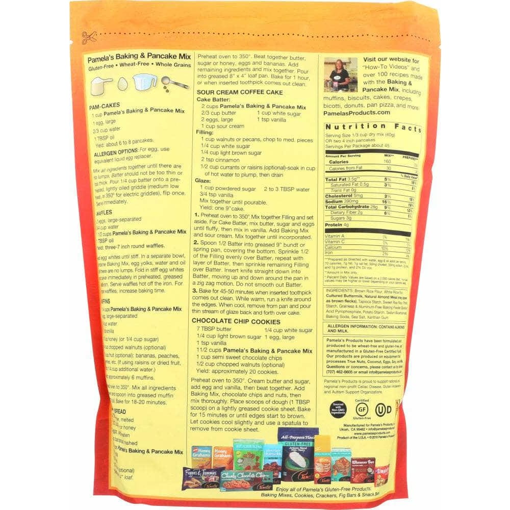 Pamelas Bakery Baking And Pancake Mix Gluten And Wheat Free 4 Lb