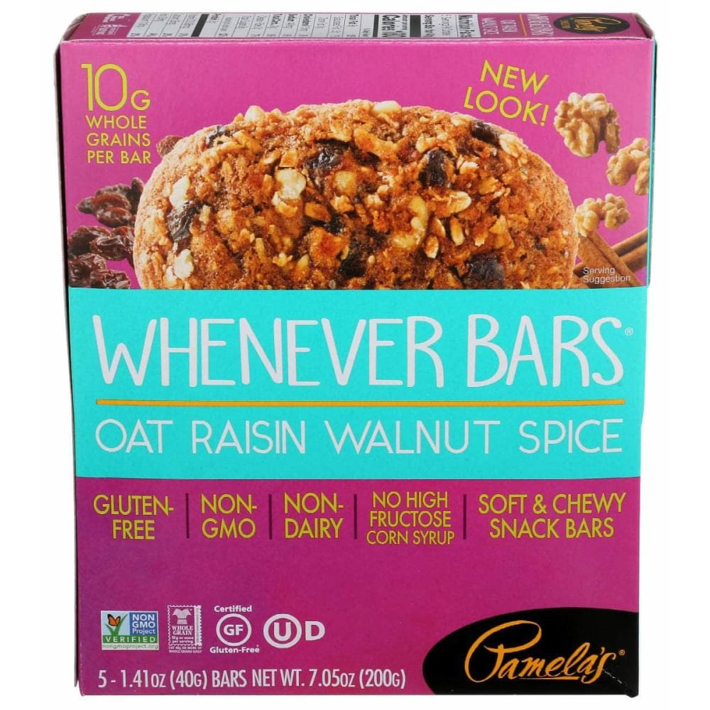 PAMELAS PAMELAS Raisin Walnut Spice Whenever Bars 5Pack, 7.05 oz