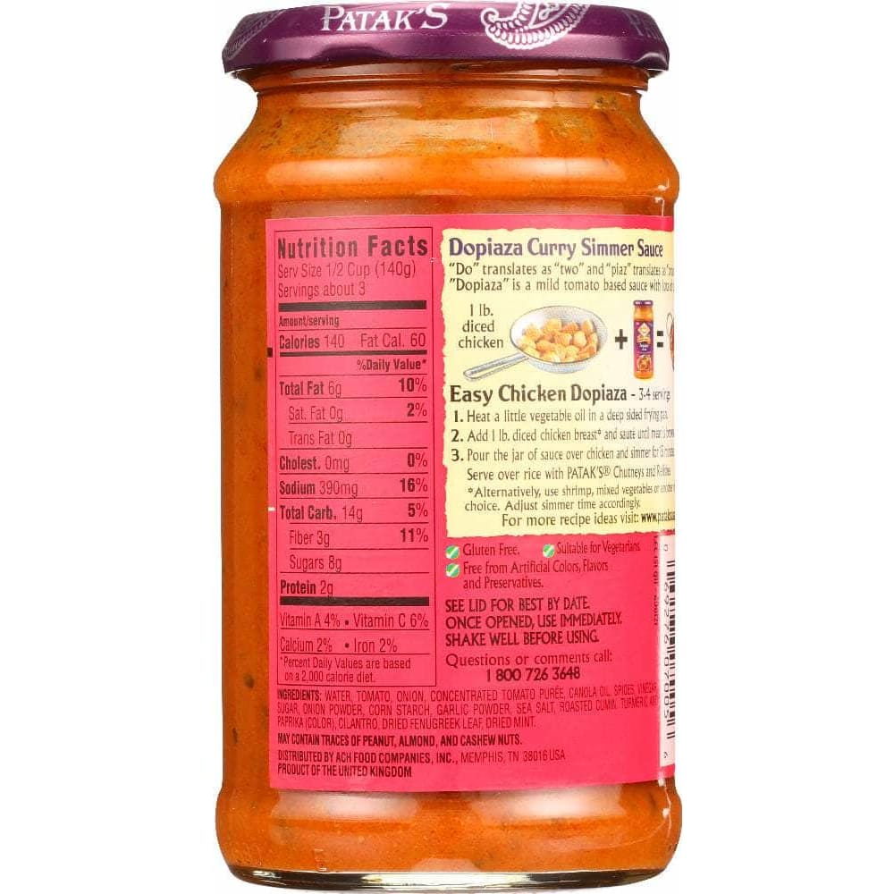 Pataks Pataks Cooking Sauce Dopiaza, 15 oz