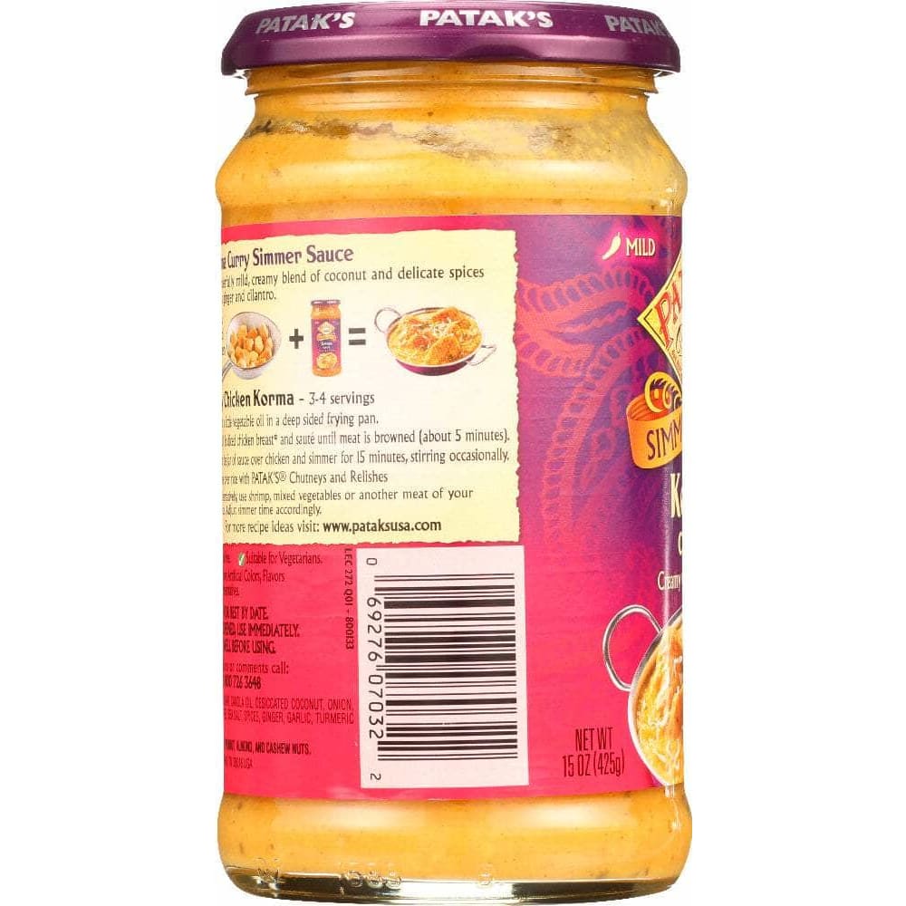 Pataks Patak's Cooking Sauce Rich Creamy Coconut Korma Curry, 15 Oz