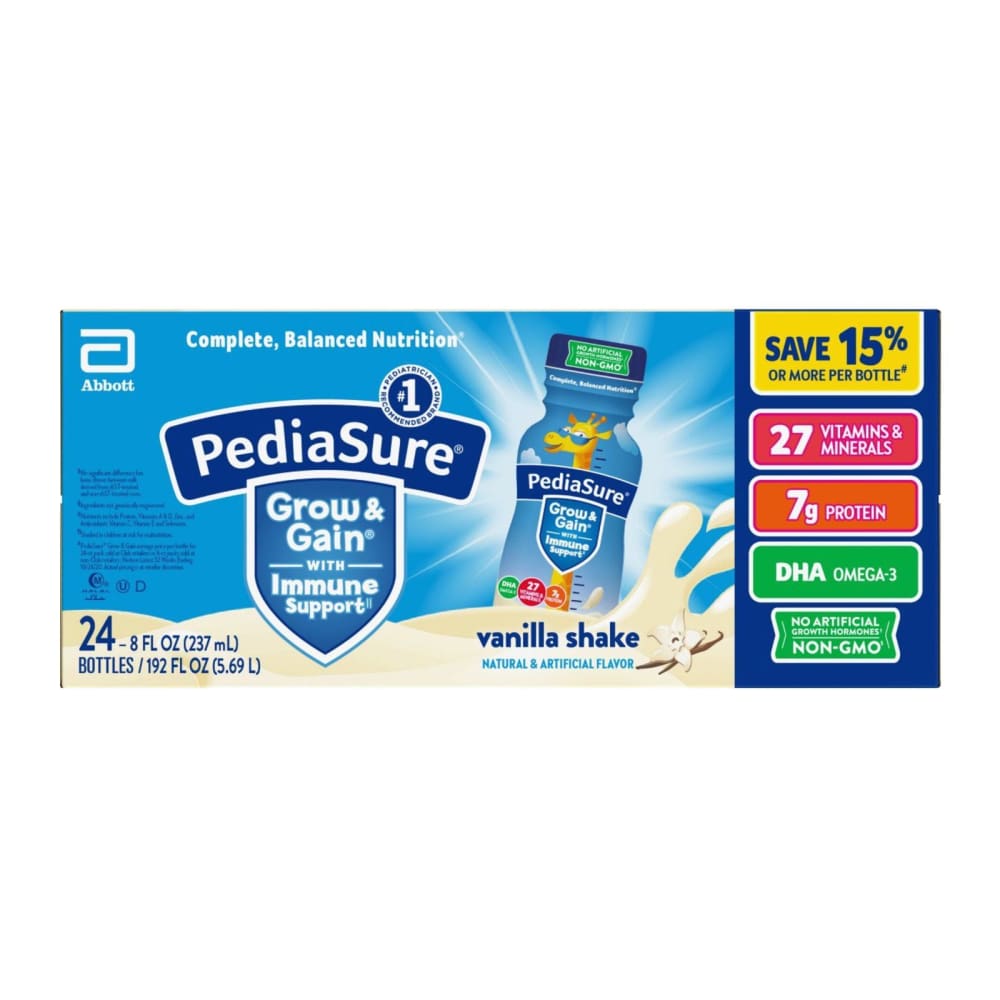 PediaSure Grow & Gain Kids’ Nutritional Shake Vanilla Ready-to-Drink Bottles 24 pk./8 fl. oz. - PediaSure