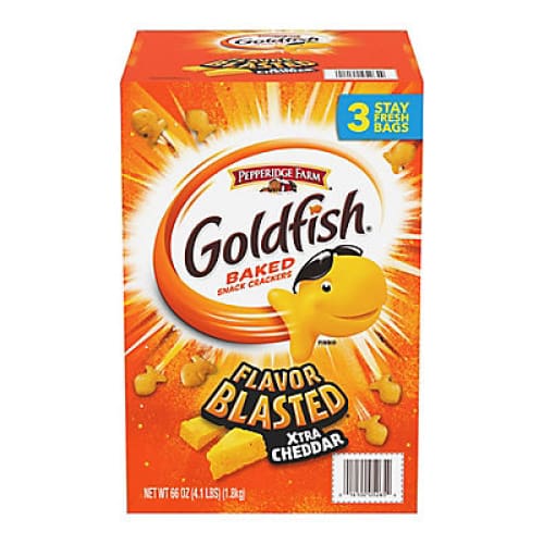 Pepperidge Farm Goldfish Flavor Blasted Xtra Cheddar Crackers 3 pk./22 oz. - Home/Promotions/Buy More Save More/Save on Cookies & Crackers/