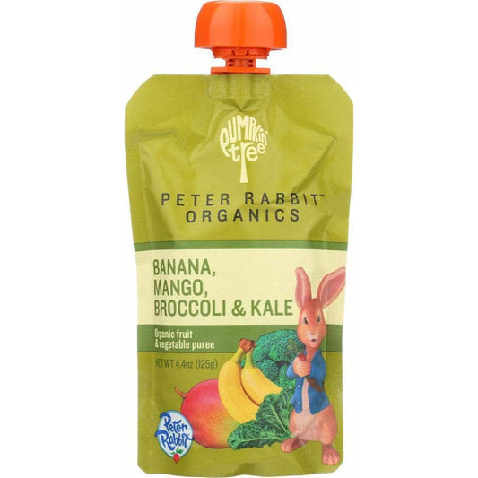 PUMPKIN TREE Peter Rabbit Organics Banana, Mango, Broccoli & Kale Fruit & Vegetable Puree, 4.4 Oz