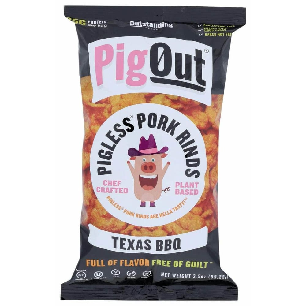 PIGOUT Grocery > Snacks > Chips > Snacks Other PIGOUT Vegan Pork Rind Texas Bbq, 3.5 oz