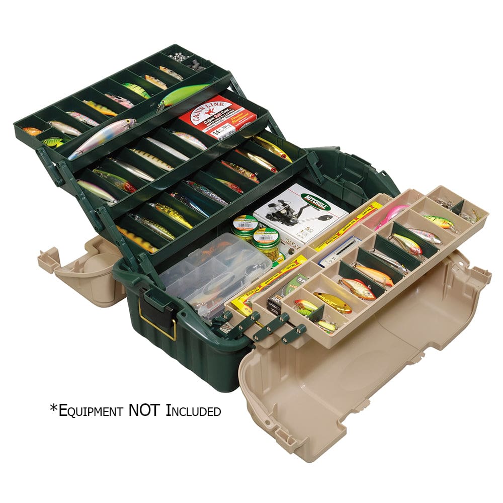 Plano Hip Roof Tackle Box w/ 6-Trays - Green/ Sandstone - Outdoor | Tackle Storage - Plano