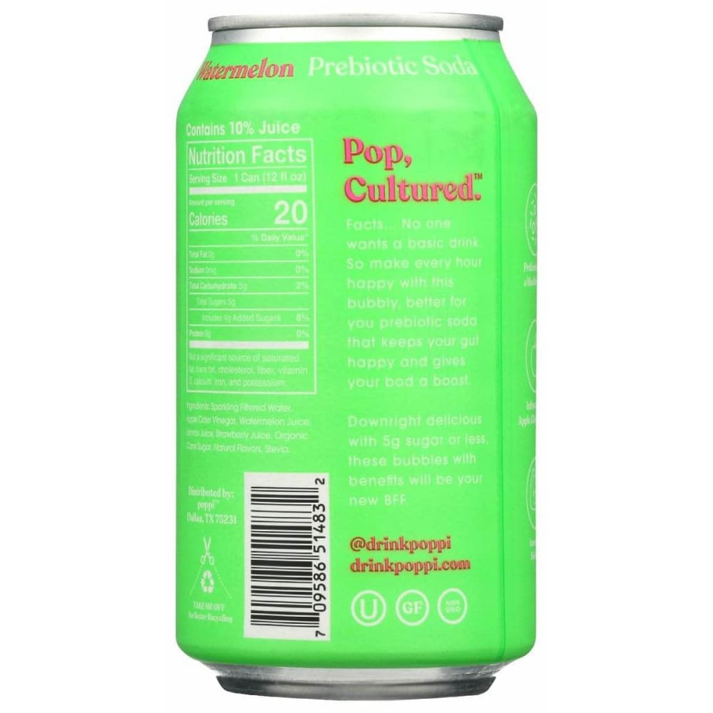 POPPI Poppi Soda Prebiotic Watermelon, 12 Fo