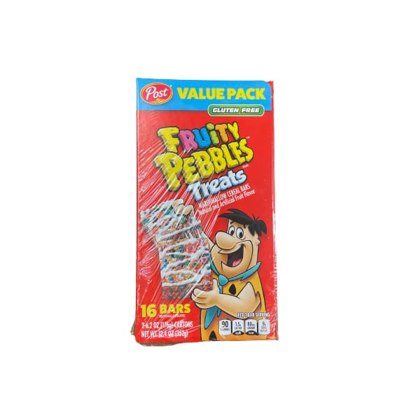 Post Fruity PEBBLES Treats Breakfast Cereal Bars Gluten Free Snack Bars Kids Snacks two 6.2 OZ cartons (16 Bars) - Post Fruity