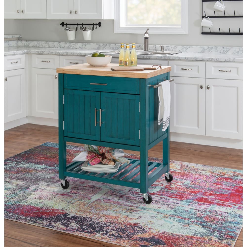 Powell Conrad Kitchen Cart - Teal - Powell