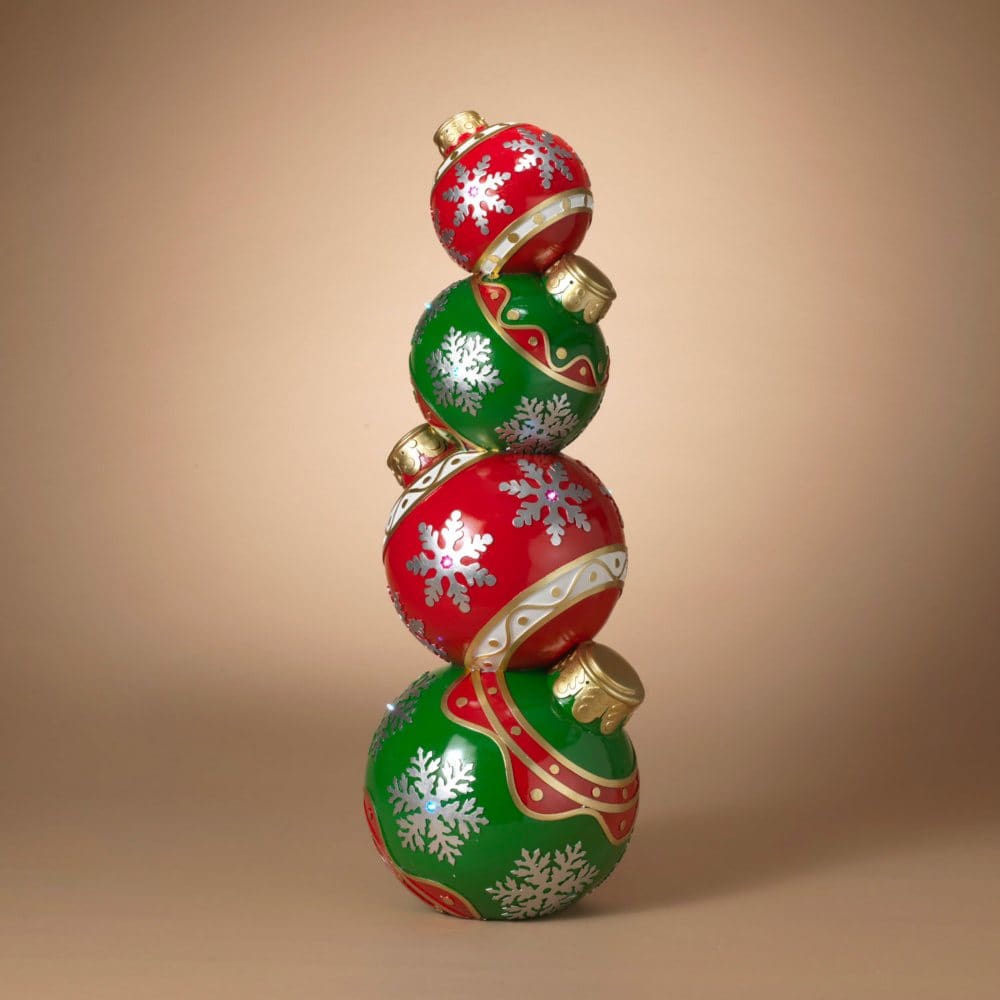 Pre-Lit Stacked Red and Green Ornaments - Classic Christmas - Pre-Lit