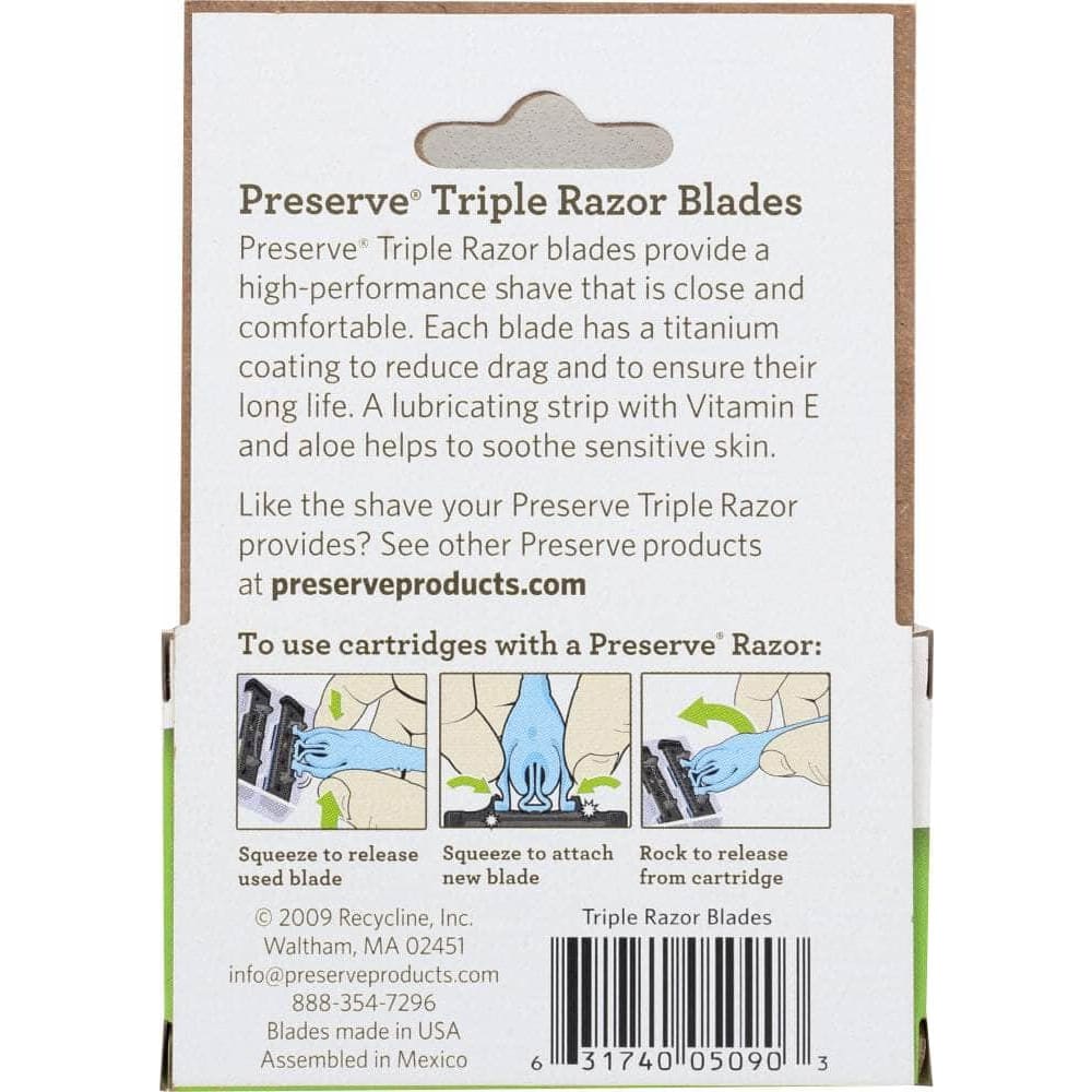 Preserve Preserve Razor Blade Replacement Triple Blade 4 Cartridge, 1 ea