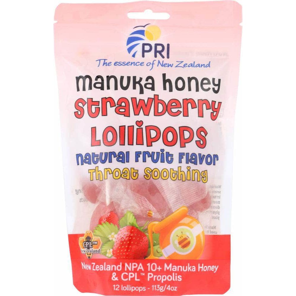 Pacific Resources International Pri Lollipop Manuka Honey Strawberry, 12 ct