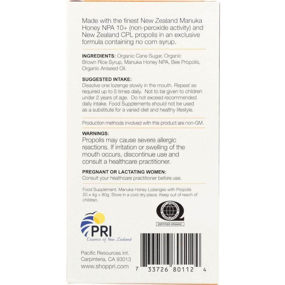 PACIFIC RESOURCES INTERNATIONAL Pri Propolis Lozenges Original, 20 Ct