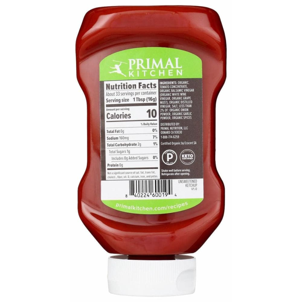 PRIMAL KITCHEN Grocery > Pantry > Condiments PRIMAL KITCHEN: Ketchup Unsweet Org Sqz, 18.5 oz