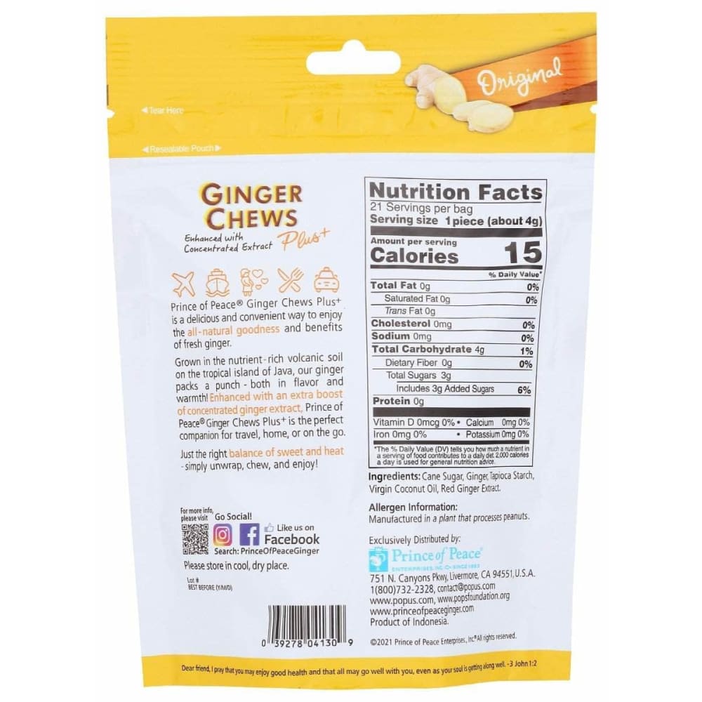 PRINCE OF PEACE Prince Of Peace Digestive Ginger Chew, 3 Oz