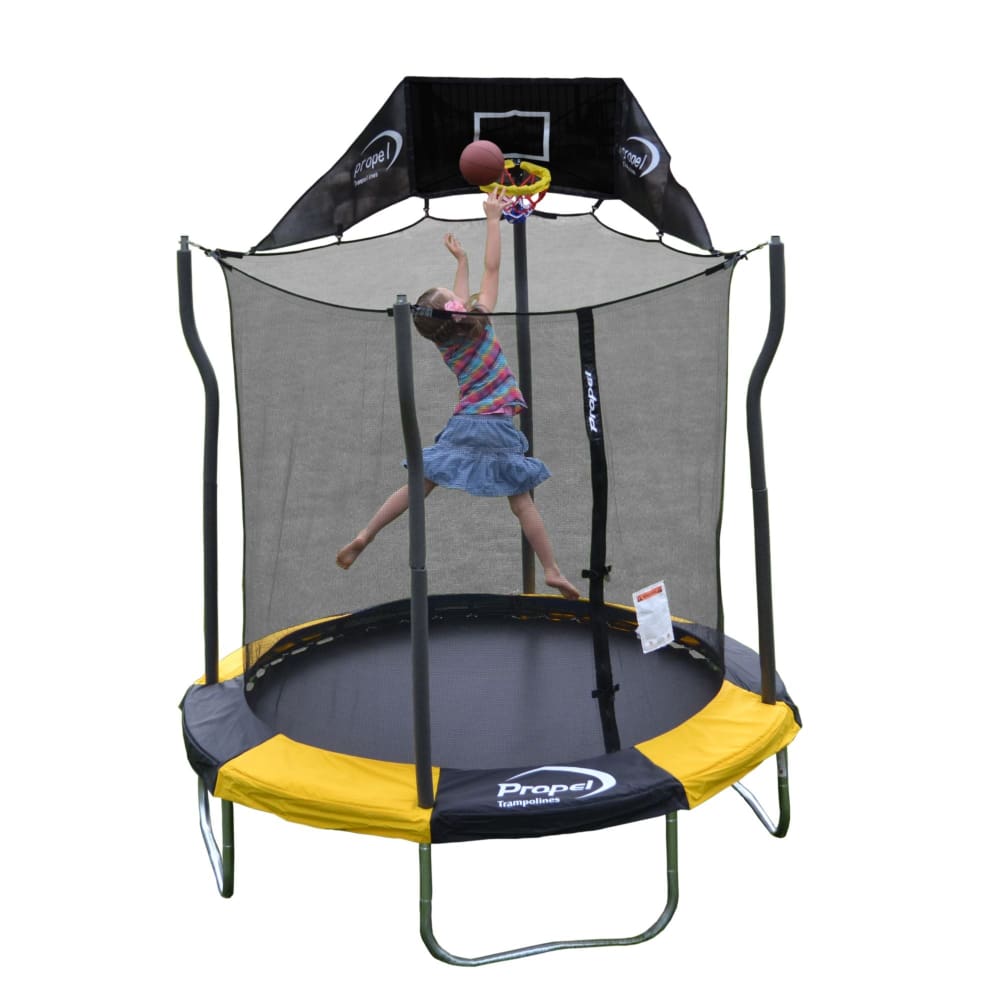 Propel Trampoline 7’ Round Trampoline with Safety Enclosure and Jump-N-Jam - Propel Trampolines