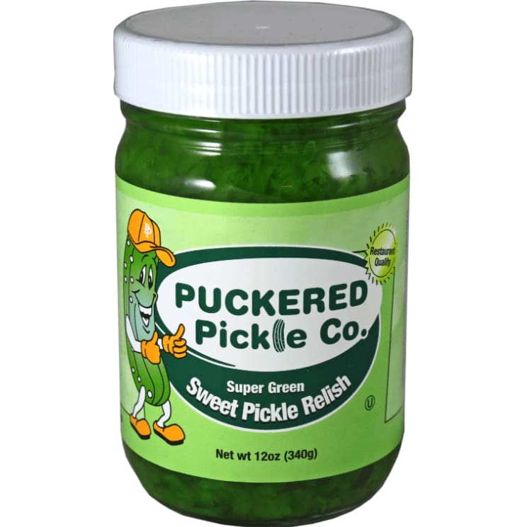 PUCKERED PICKLE Grocery > Pantry > Condiments PUCKERED PICKLE: Super Green Sweet Pickle Relish, 12 oz