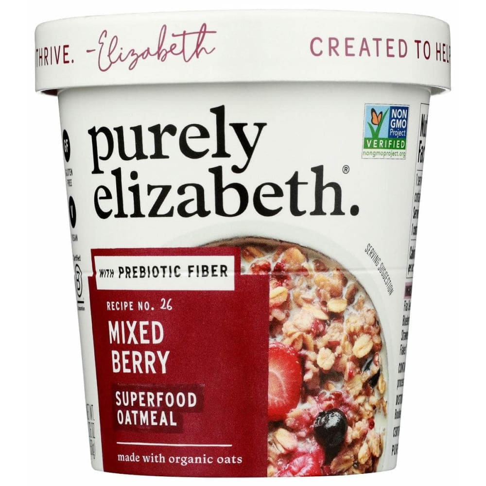 PURELY ELIZABETH Grocery > Breakfast > Breakfast Foods PURELY ELIZABETH: Mixed Berry Superfood Oat Cup With Prebiotic Fiber, 1.76 oz