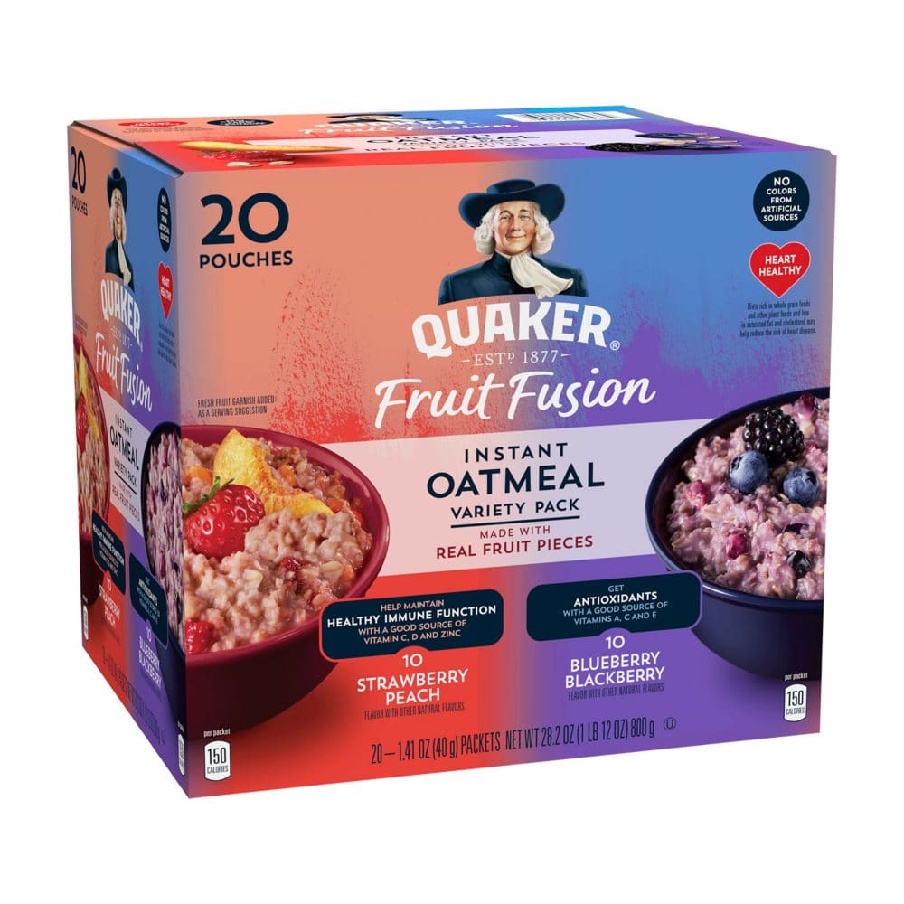 Quaker Fruit Fusion Instant Oatmeal Variety Pack (20 pk.) - Cereal & Breakfast Foods - Quaker