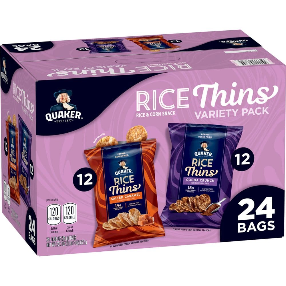 Quaker Rice Thins Variety Pack (24 ct.) - Puffed Snacks - ShelHealth