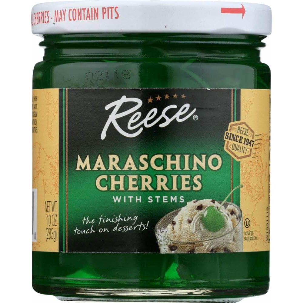 Reese Reese Green Maraschino Cherries with Stems, 10 oz