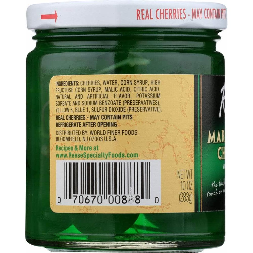 Reese Reese Green Maraschino Cherries with Stems, 10 oz