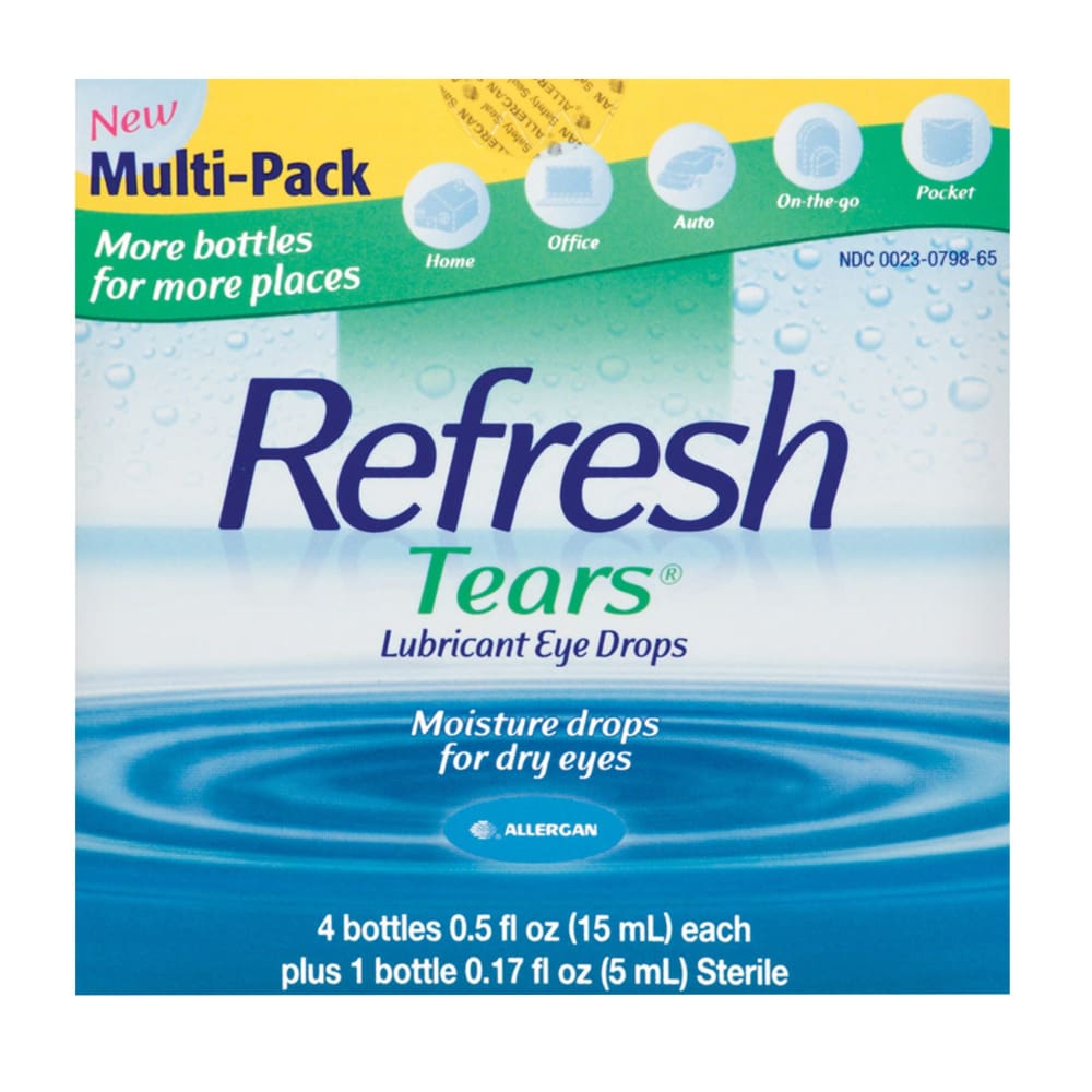 Refresh Tears Lubricant Eye Drops Multipack 4 ct./0.5 fl. oz. with Sterile Drops Bottle 0.17 oz. - Refresh