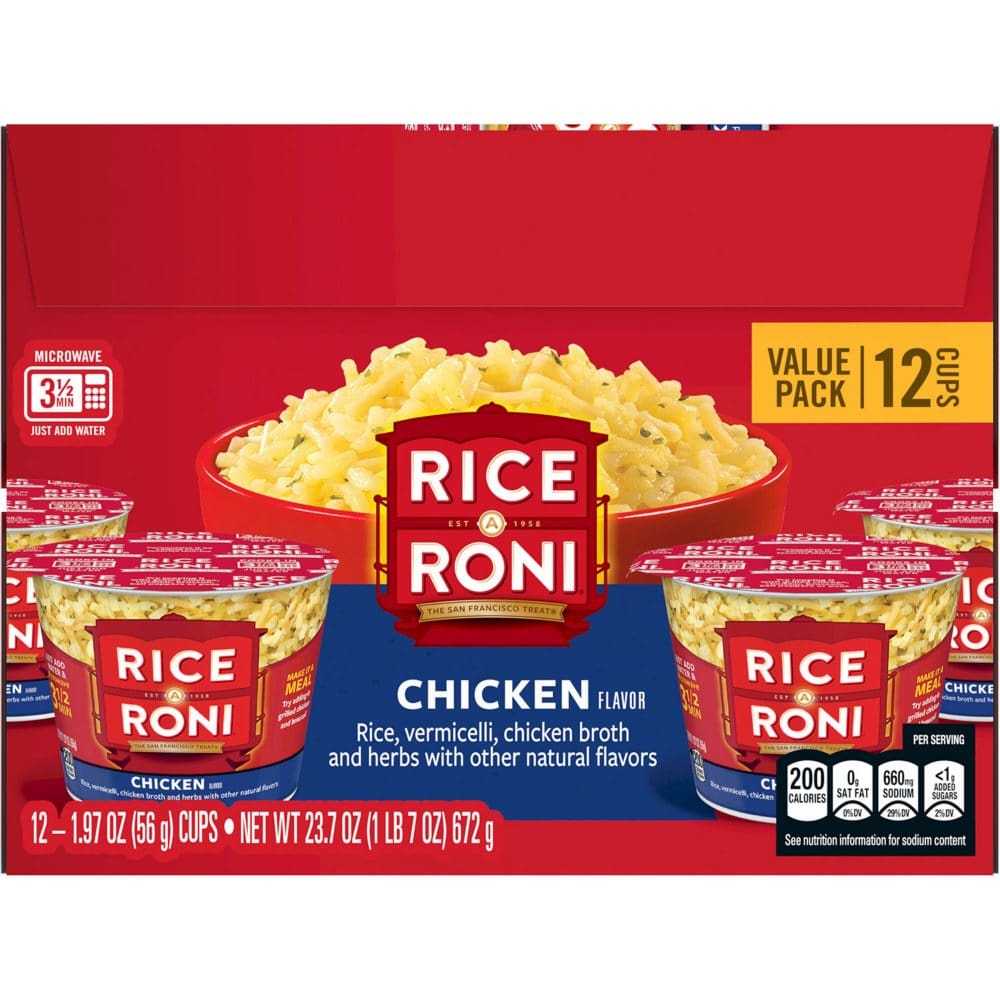 Rice A Roni Chicken Flavored Cups 12 Ct Shelhealth