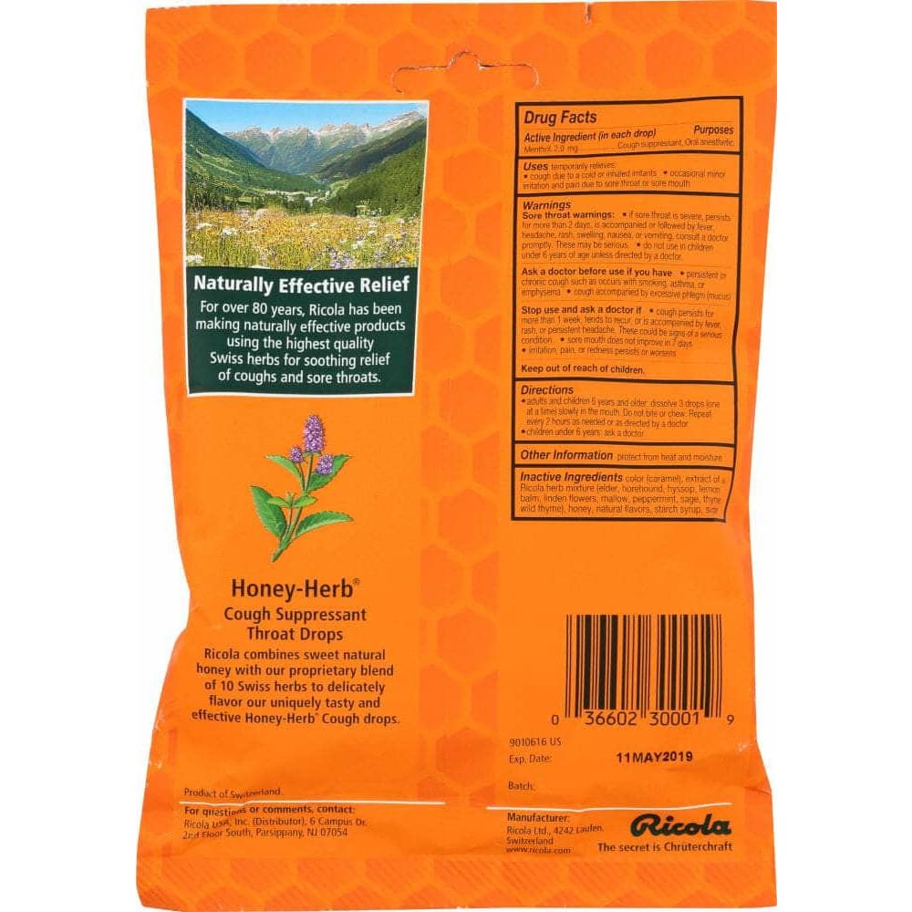 Ricola Ricola Natural Herb Throat Drops Honey Herb, 24 pc