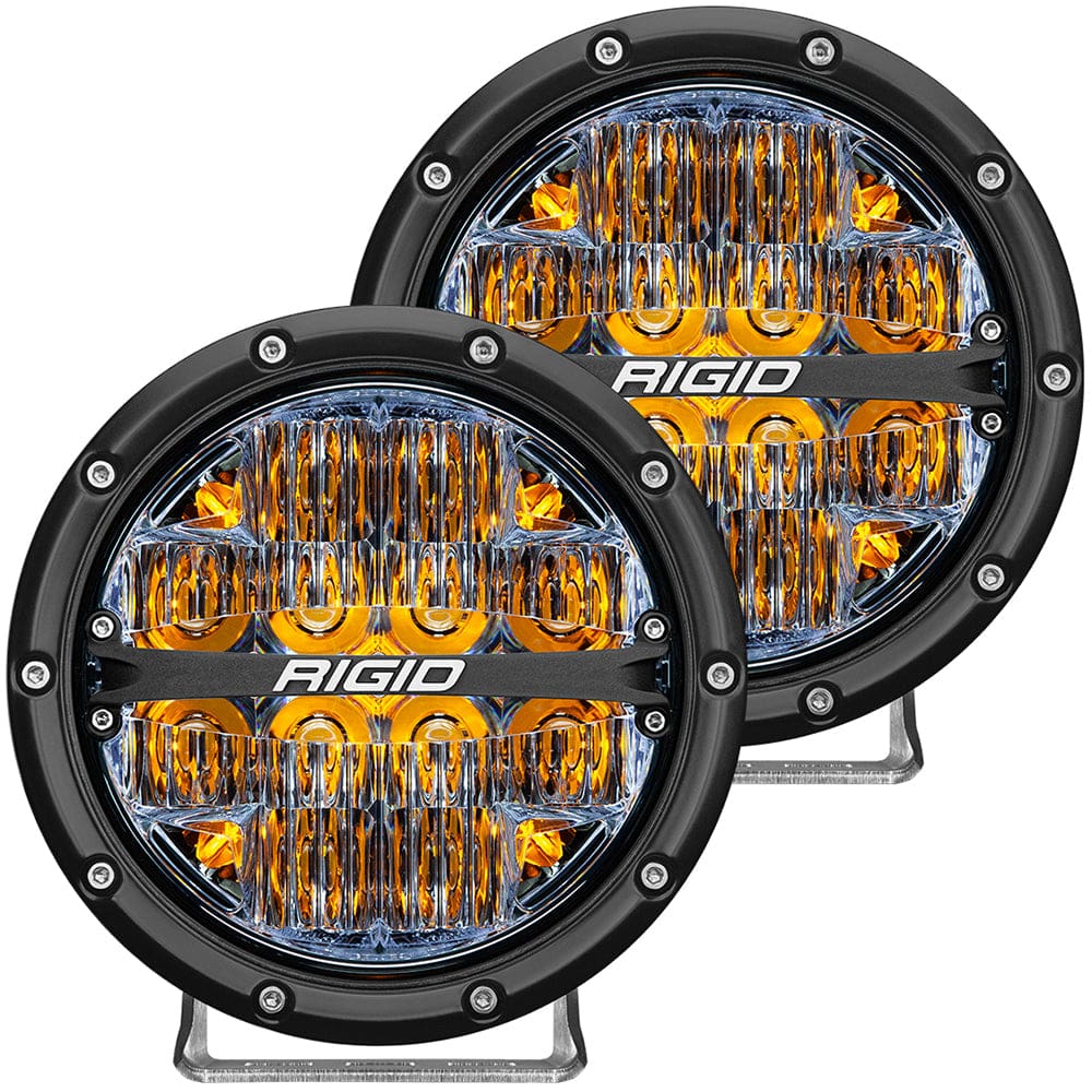 RIGID Industries 360-Series 6 LED Off-Road Fog Light Drive Beam w/ Amber Backlight - Black Housing - Lighting | Flood/Spreader Lights -