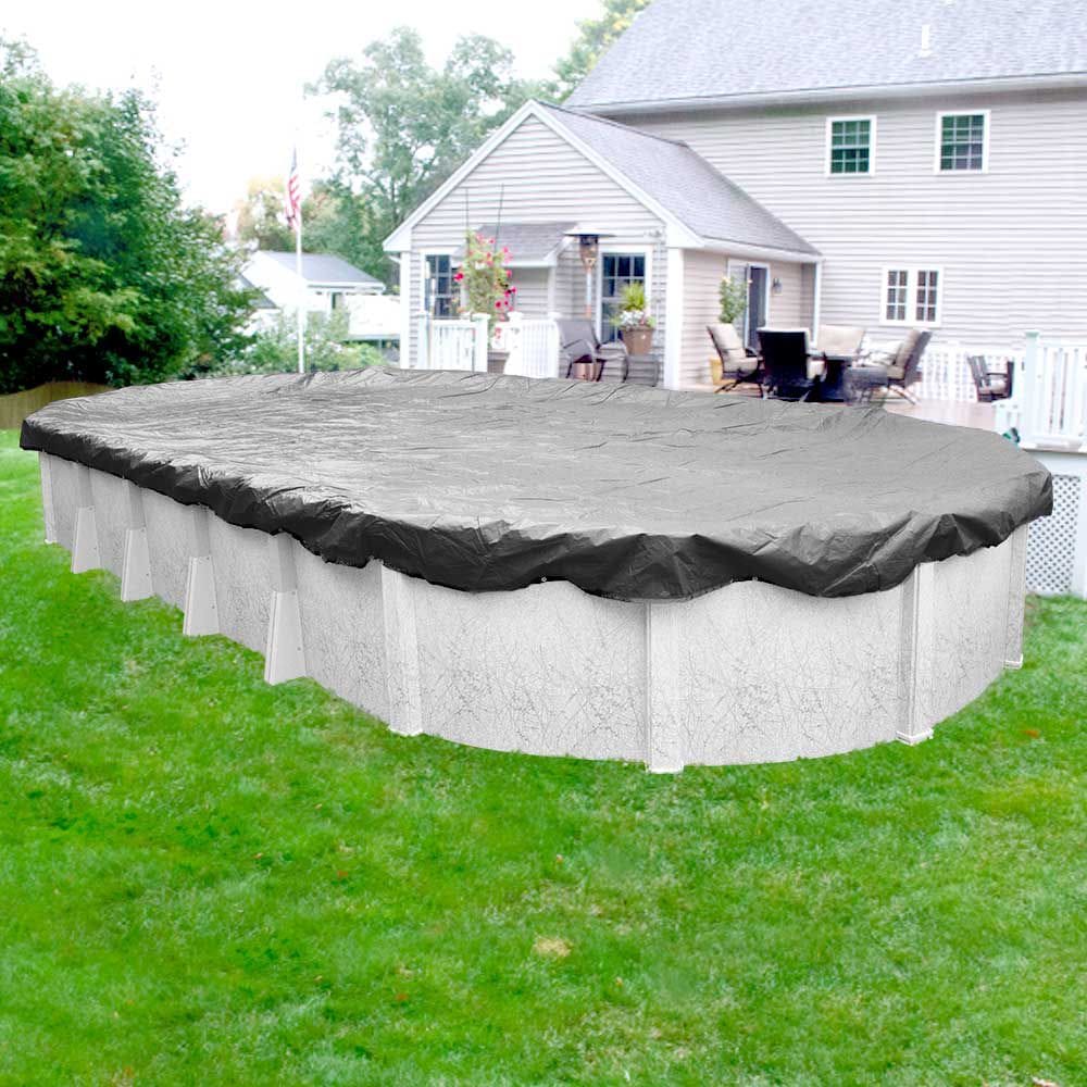 Robelle Platinum 18’ x 33’ Solid Aboveground Pool Winter Cover - Silver/Black - Robelle