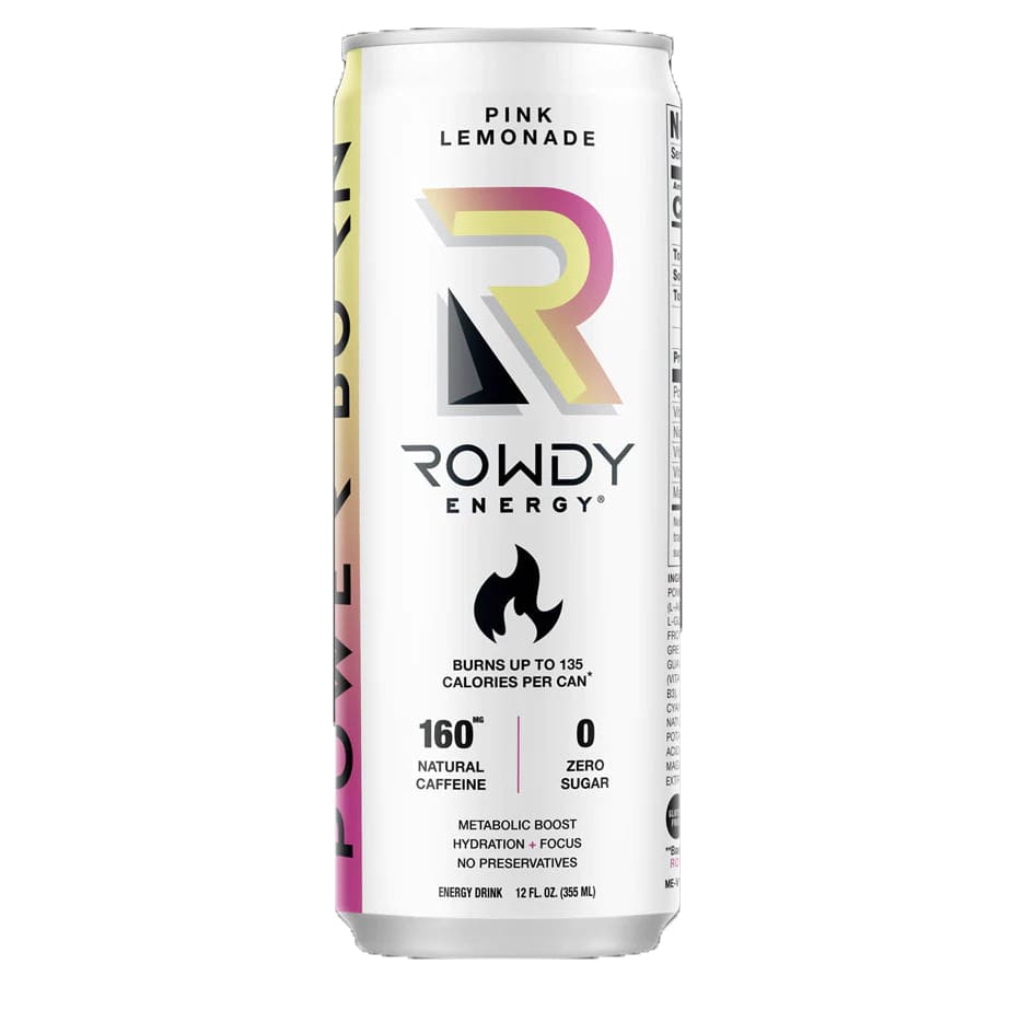 ROWDY ENERGY: Beverage Power Burn Pink Lemonade 12 FO (Pack of 5) - Grocery > Beverages > Energy Drinks - ROWDY ENERGY