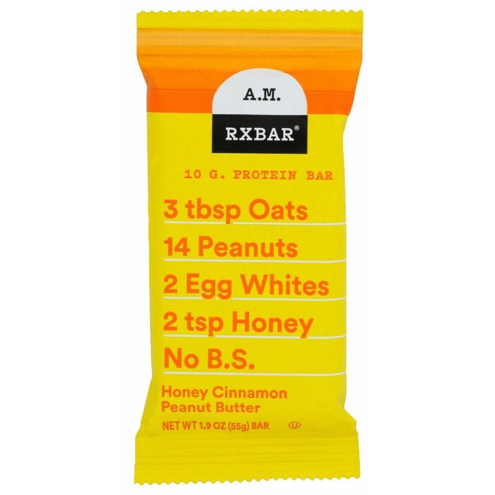 Rxbar Grocery > Chocolate, Desserts and Sweets > Chocolate RXBAR: AM Honey Cinnamon Peanut Butter Protein Bar, 1.9 oz